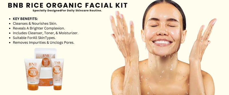 BNB Whitening Rice Organic Glow Kit | Organic Rice Facial Skin Care Kit, Brightening Face Scrub