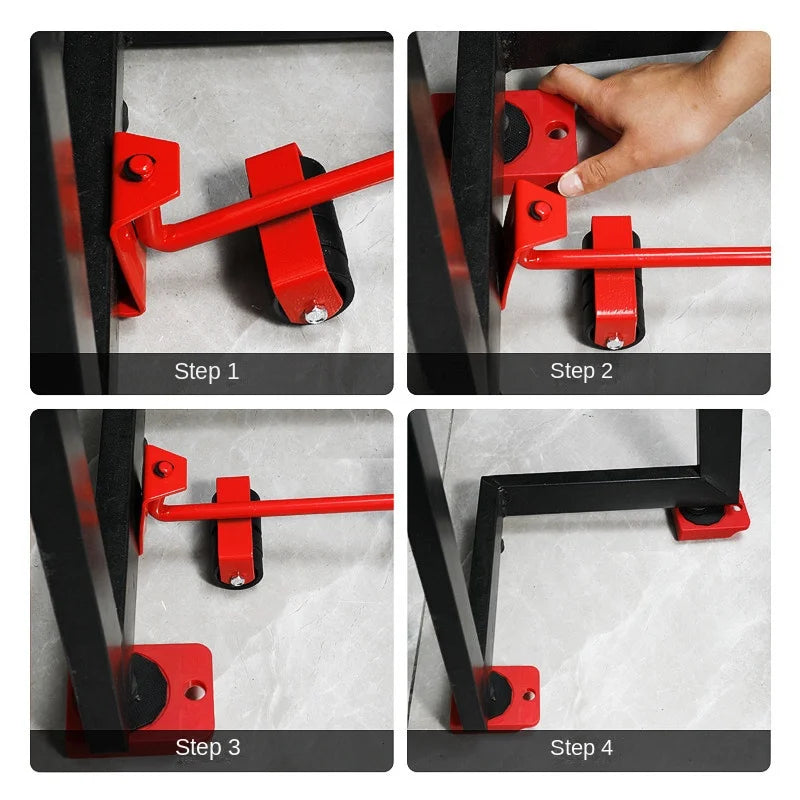 5 In 1 Heavy Furniture Lifter | Shifter Moving Kit + Rolling Wheel Set