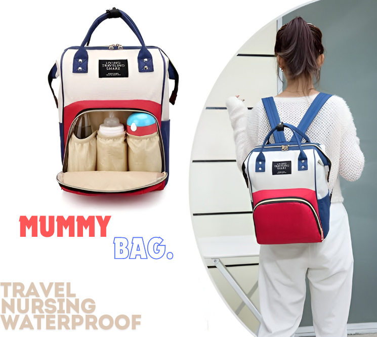 Large Capacity Mummy Backpack |Waterproof | Outdoor Travel| Nursing| For Baby Care Unisex (Random Color)