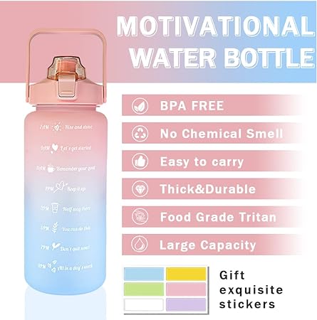 Sports Colorful Water Bottle, High-Quality and Large Capacity of  2000ml for Gym | Travel | Office(random Colors)