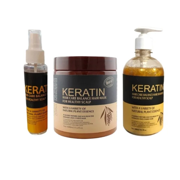 Deal of 3 Keratin Hair Treatment (Mask + Shampoo + Serum) With Free Makeup Fixer