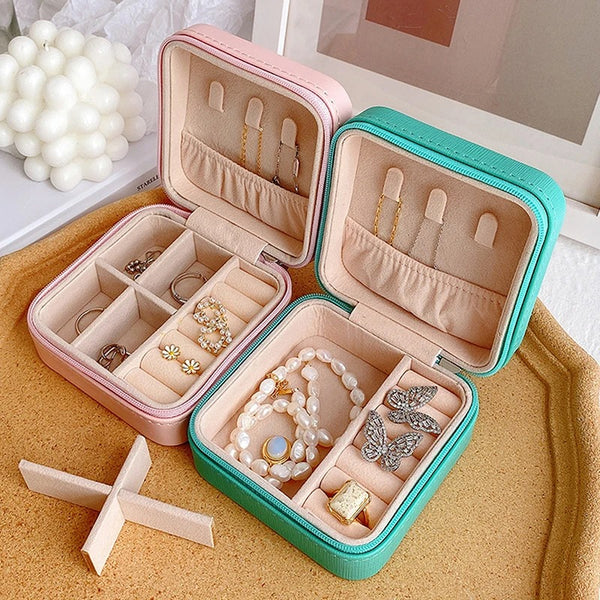Portable Mini Jewelry Organizer With Box (Random Color)